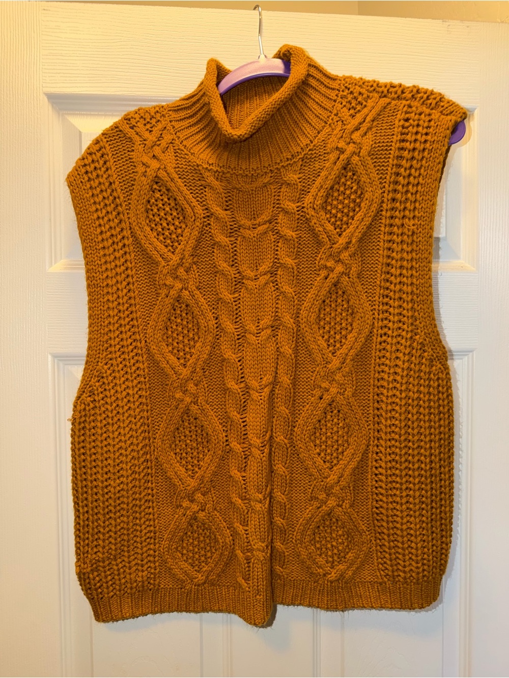Olive & Oak Ribbed Turtleneck Sweater Vest - Mustard Gold